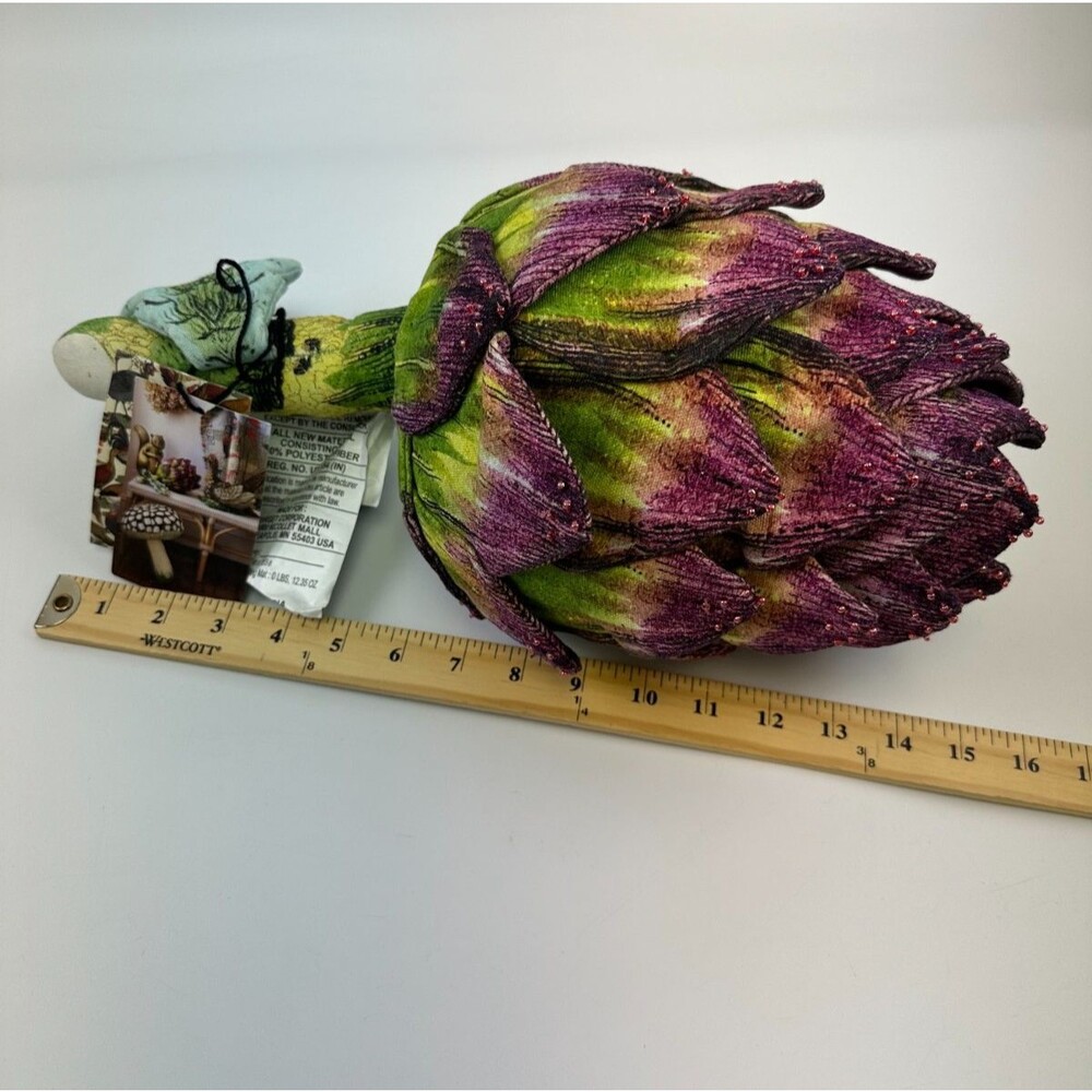 John Derian Artichoke Pillow Purple Green Leaves Accent 8" x 15" New Tags - Picture 9 of 11